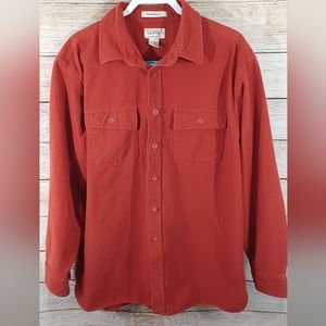 LL Bean Chamois Cloth Long Sleeve Button Down Shirt Red Size XL